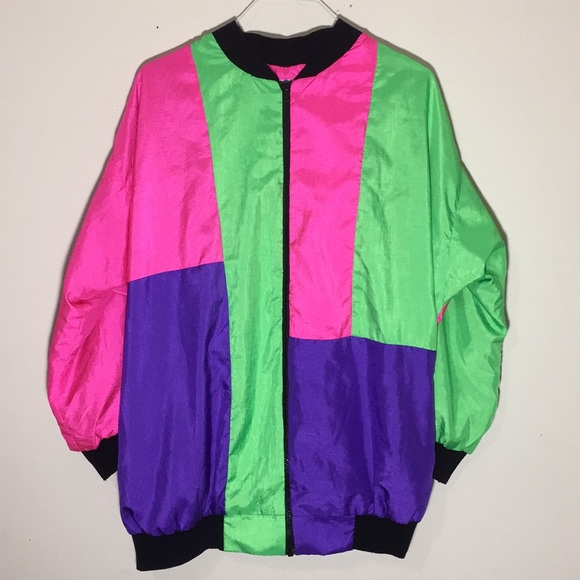 Vintage Jackets & Blazers - 🔥Vintage 1990s Crazy Color Blocking Windbreaker